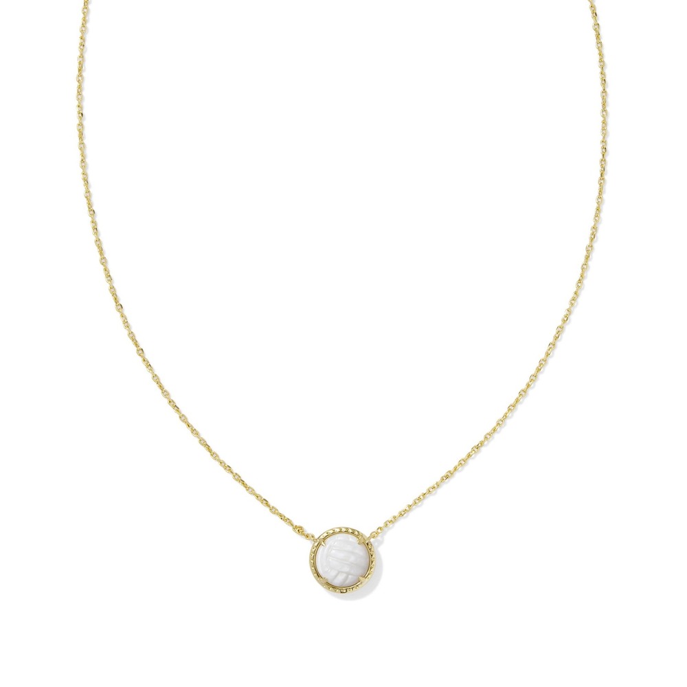 Kendra Scott Volleyball Gold Pendant Necklace / with Dustbag/Mother of Pearl/NWT